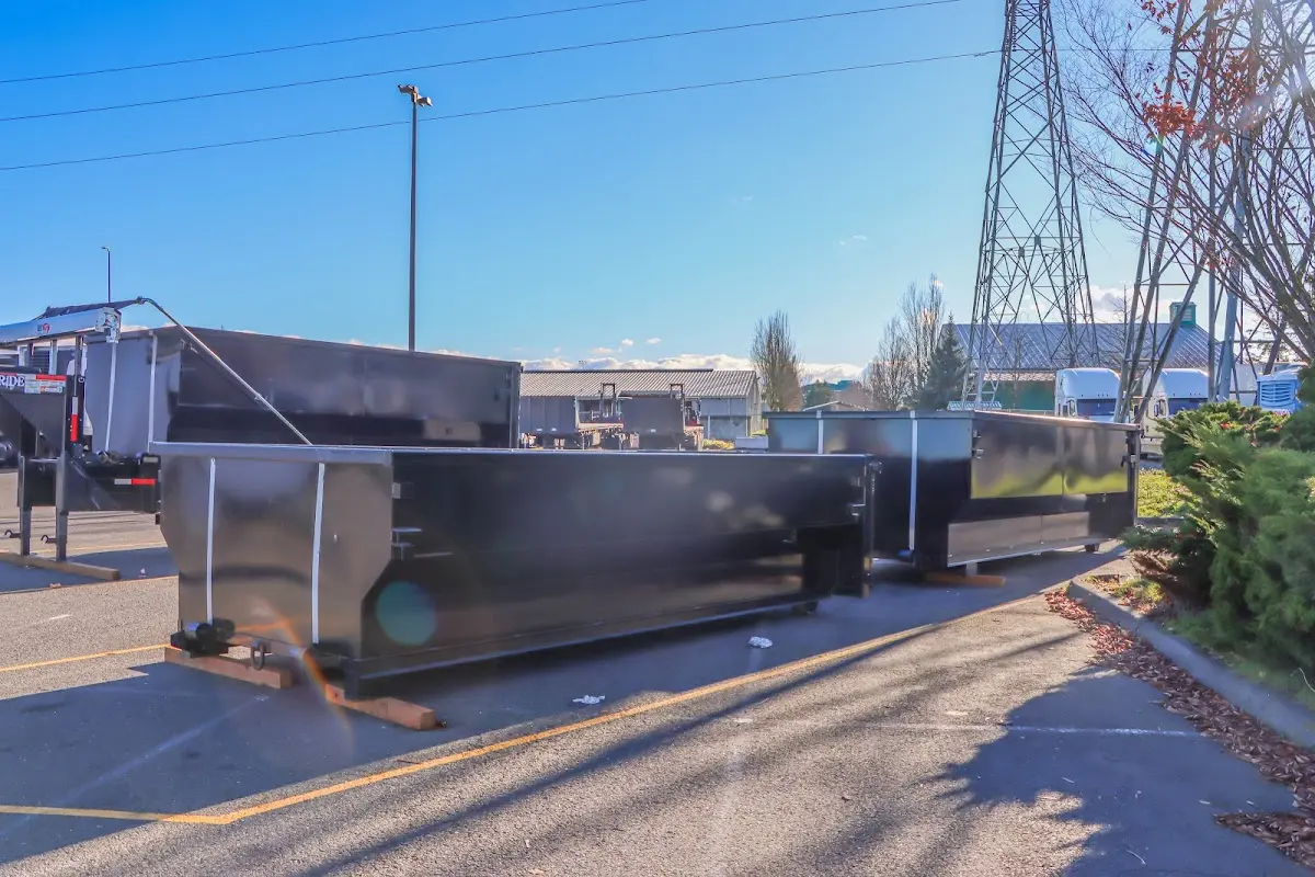 Roll-off dumpster ready for waste disposal at job site for Commercial Dumpster Rental in North College Hill